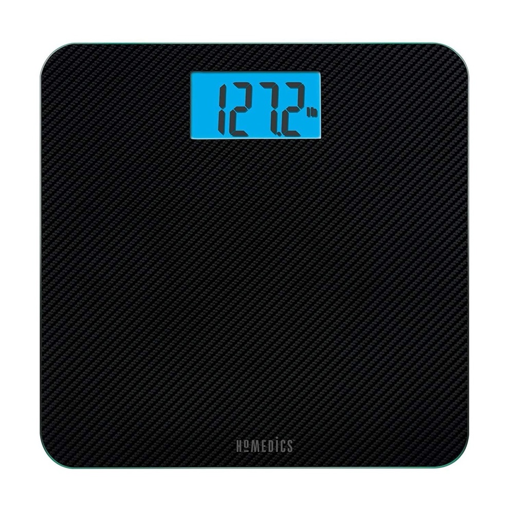 Homedics® Carbon Fiber Glass Bathroom Scale, 13" Square, Accurate up to 400 Lbs